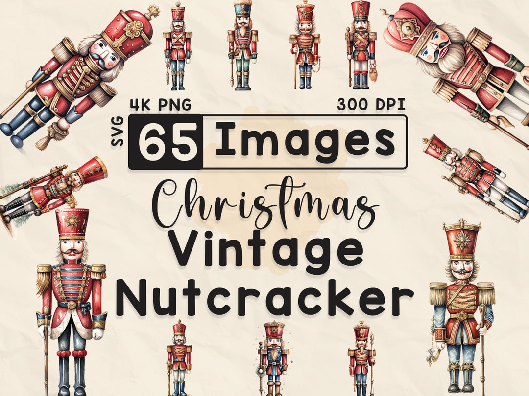 Christmas Vintage Nutcracker Clipart, Watercolor Clipart, Festive