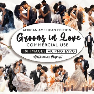 181 noir mariée et le marié Bundle, clipart mariée et le marié, usage commercial, clipart aquarelle, marié SVG, mariée PNG, 4K PNG et Svg