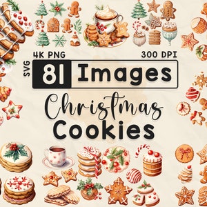 Weihnachtsplätzchen Clipart, Aquarell Clipart, Weihnachten PNG, Lebkuchen, Sammelalbum, Papiermodelle, 4K PNG, Weihnachtspaket, Digitale Dateien