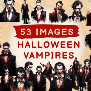 53 Halloween Gothic Vampire Clipart, Watercolor Clipart, Halloween PNG, Spooky Vampire Man, Scrapbook, Paper Crafts, PNG and SVG, Digital