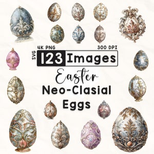 Bundle de 123 cliparts oeuf de Pâques, aquarelle Pâques Clipart, Clipart lapin, graphiques de Pâques, Clipart oeuf de Pâques, clipart printemps, PNG 4K, numérique