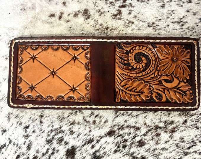 Tooled Leather Money Clip Wallet - Etsy