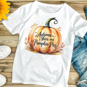 Jesienne niebo, dynia PNG: jesienny projekt koszulki (pobranie cyfrowe)