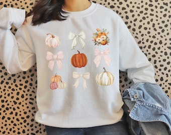 Coquette Bow with Fall Pumpkins PNG - Digital Download for sublimation