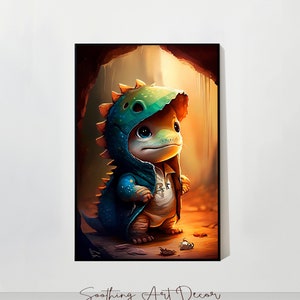 Download digitale dell'arte del drago del bambino, regalo stampabile per il ragazzo di 1 anno di compleanno, Chibi Dino camera da letto battesimo regalo ragazzo sala giochi Decor Wall Art #1