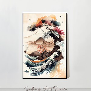 Simple Japandi digital Wall Art, Japanese Minimalist Wabi Sabi Painting Abstract Earth Palette Ukiyo Woodblock Print #34