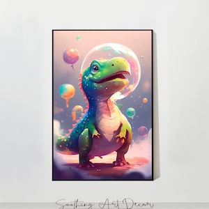 Chibi Dino Arredamento sala giochi per camera da letto, Triceratops Wall Art, Poster di dinosauro regalo per ragazzo di 1 anno, Download digitale Stampa acquerello arte #14