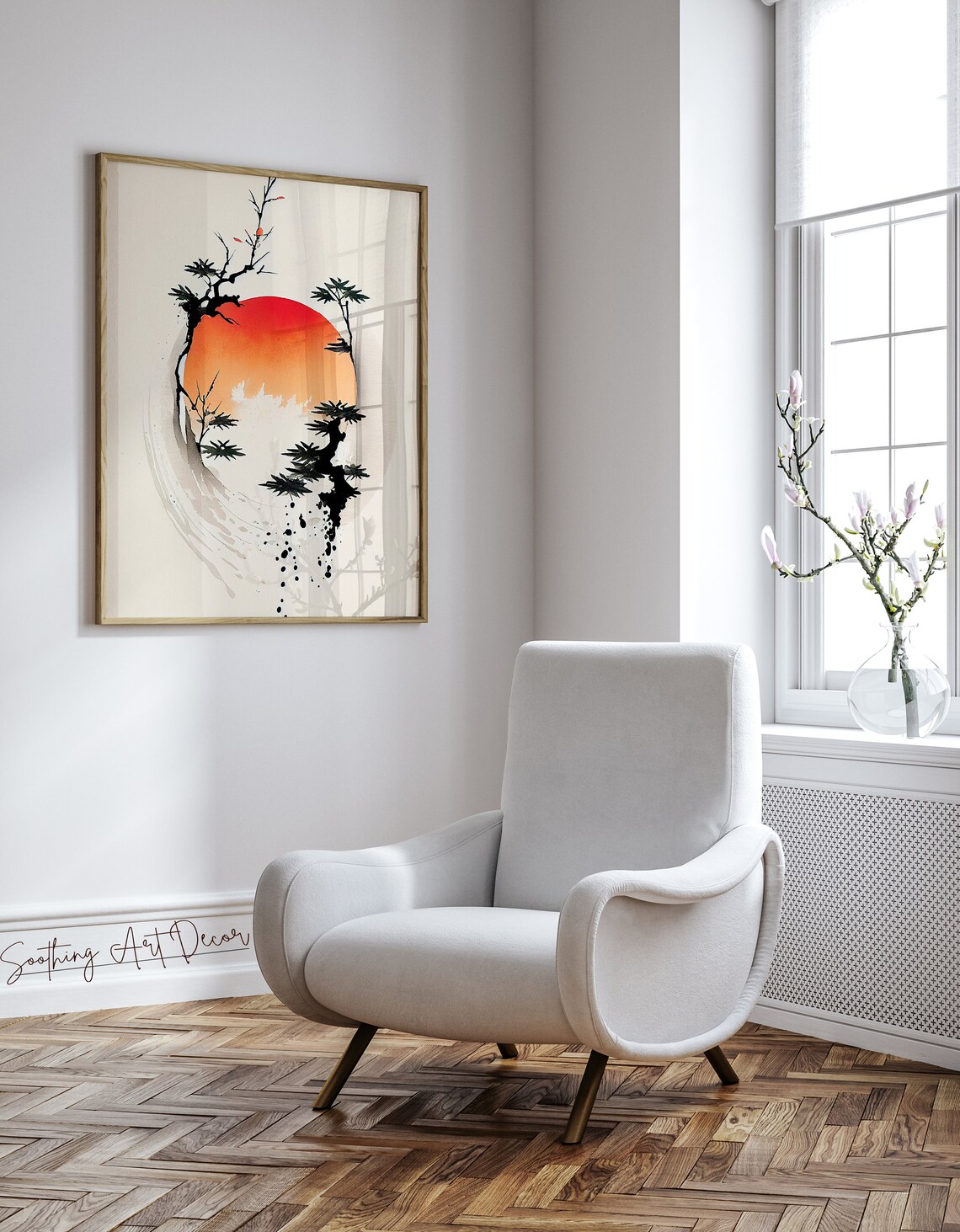 Simple Minimalist Japandi Circle Digital Download Art, Botanical Enso ...