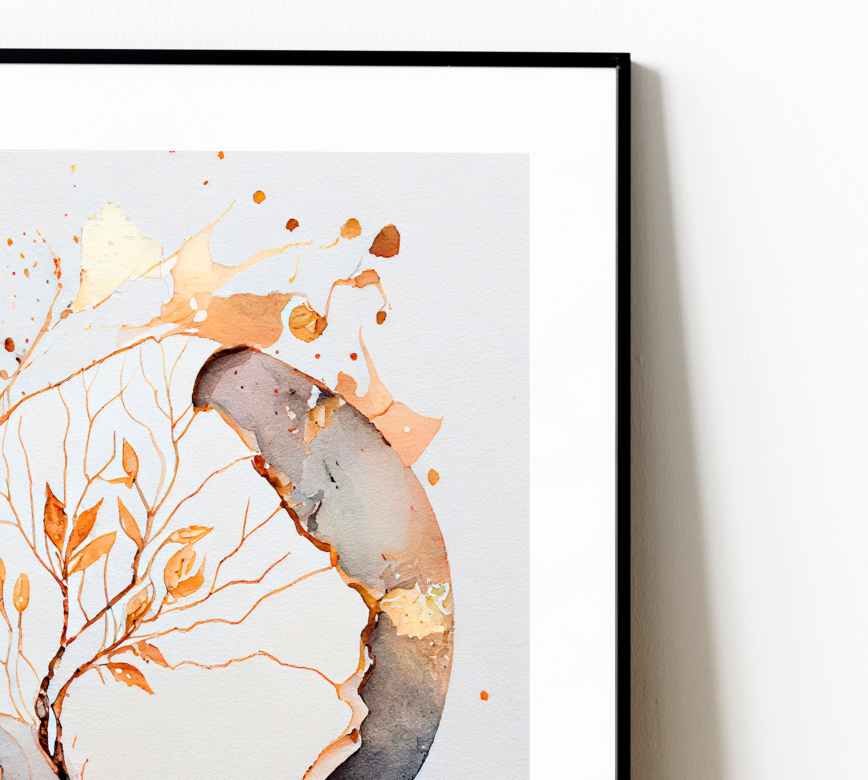 Simple Japandi Kintsugi Zen Enso Circle Wall Art, Golden