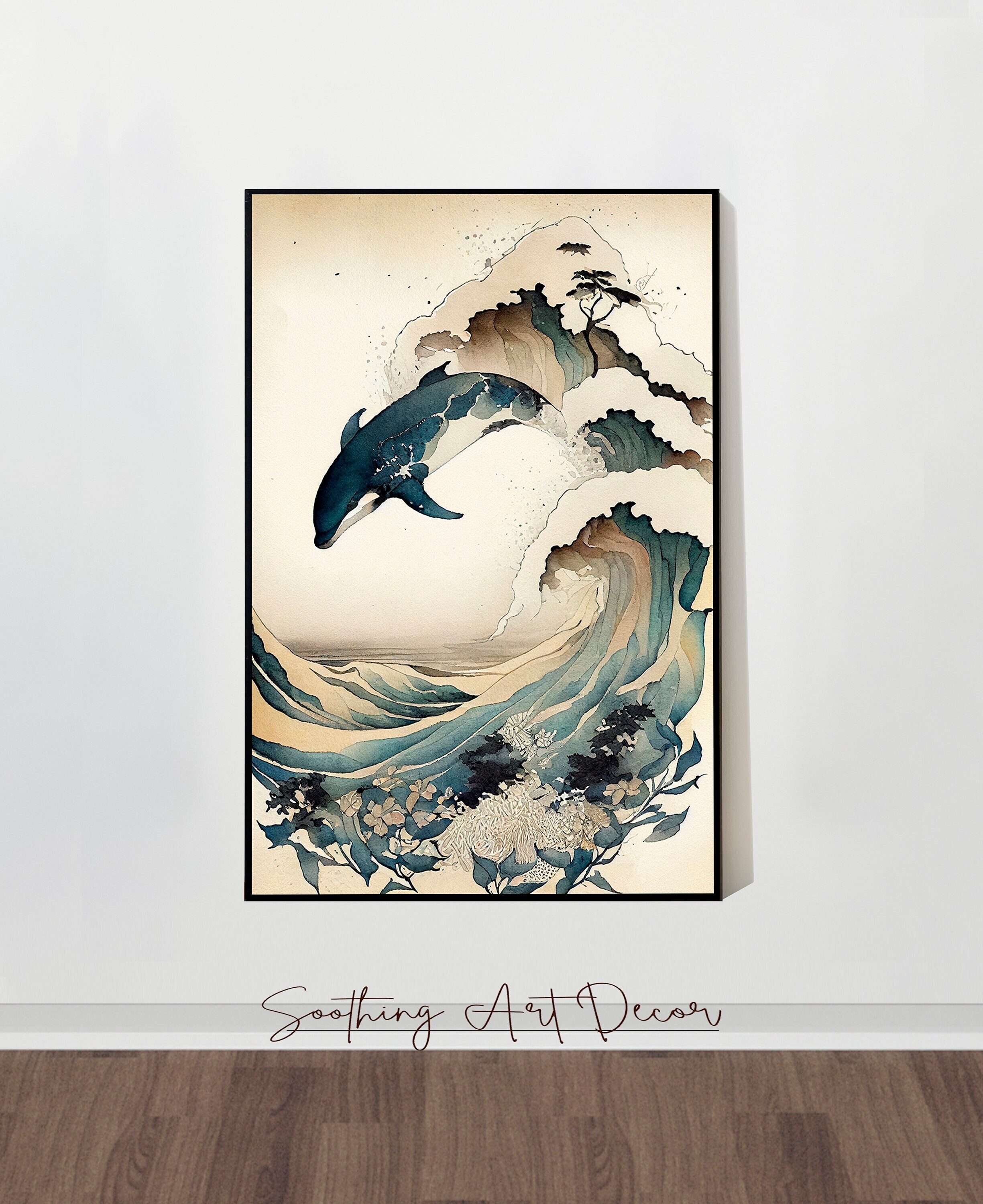 star  whale  ハンドメイドパステル画　絵画アート原画 パステルアート 青い鳥と風船 パステル画原画 お祝 プレゼント