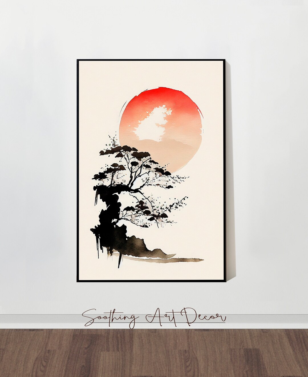 Simple Japandi Tree Circle Digital Download Art Minimalist - Etsy