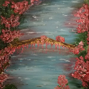 桜。オリジナルアクリル画、30 x 40 cm