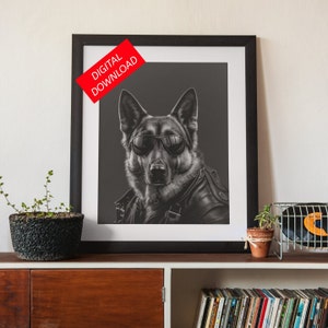 German Shepard Pet Portrait - Dog Wall Art - Printable DIGITAL Download