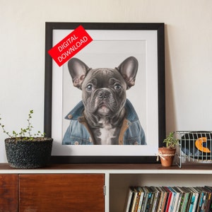 French Bulldog Pet Portrait - Dog Wall Art - Printable DIGITAL Download