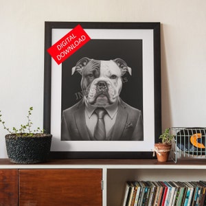 English Bulldog Pet Portrait - Dog Wall Art - Printable DIGITAL Download