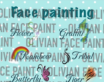 10 popular design Face Paint Menu Board, Face Paint Word Board, Face Paint Design Board, Digital Print