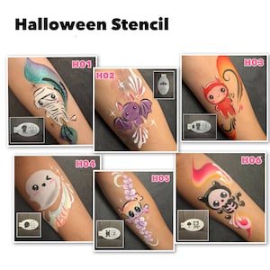 フェイス ペイント ステンシル 1 枚 | フェイス ペイント ステンシル | ハロウィーン ステンシル | マルチ ステップ ステンシル | 2 ステップ ステンシル