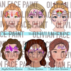 Face Paint Menu Board, Face Paint Word Board, Face Paint Design Board, Face Paint Unicorn Design, Unicorn themed Digital Print