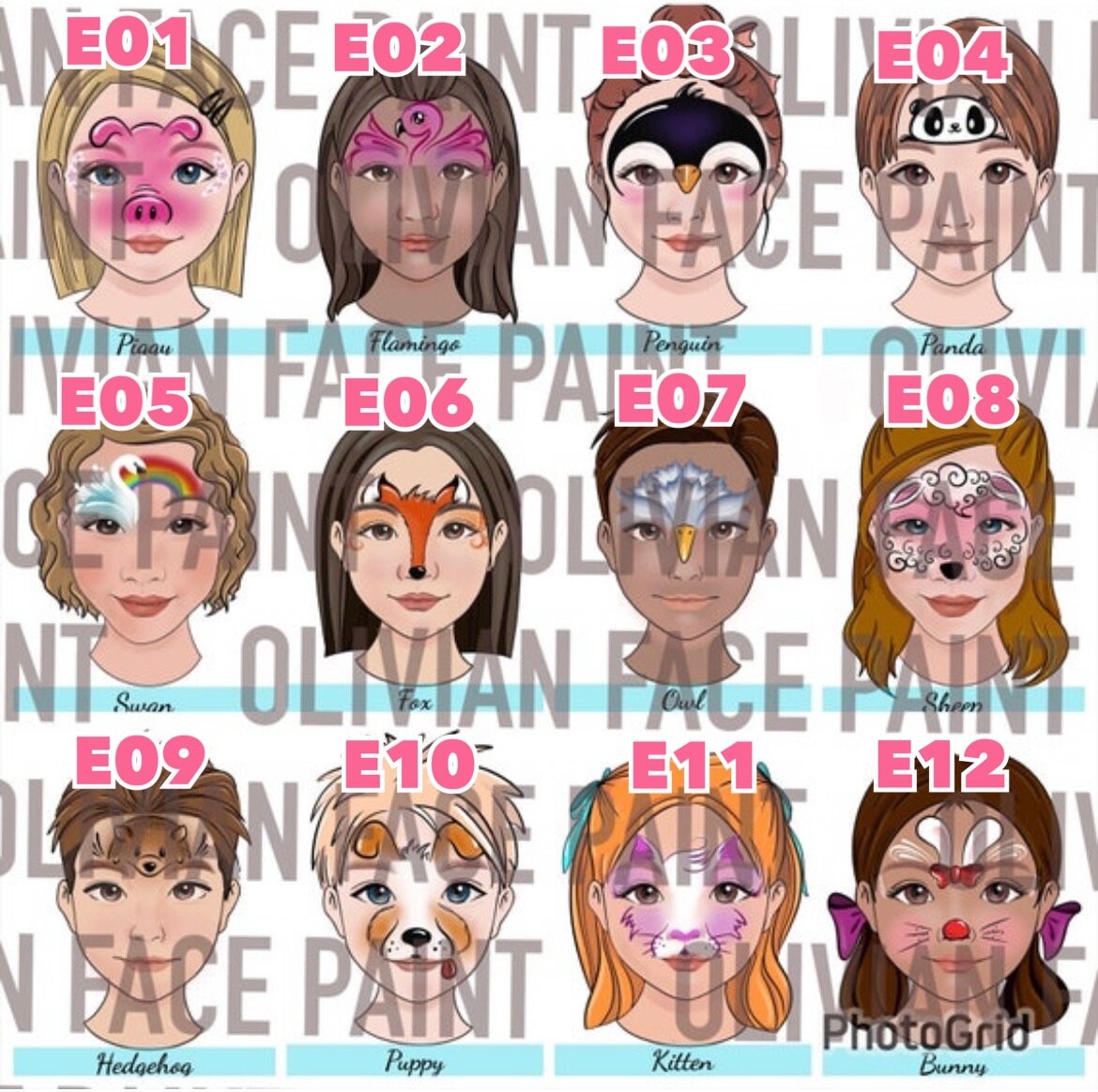 ANY 8, Free Selection of Face Paint Menu Board, Face Paint Word Board ...