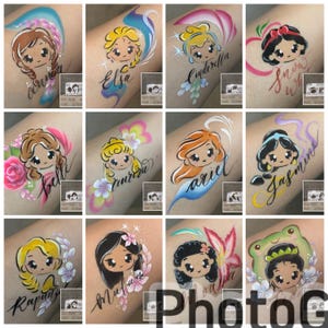 12 Face Painting Stencils | Face Paint Stencils | Cute Princess Stencils | two step stencil  | Baby Princess Stencils