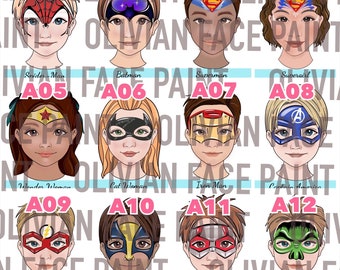 ANY 6, freie Auswahl an Face Paint Menu Board, Face Paint Word Board, Face Paint Design Board, Face Paint Wahlboard