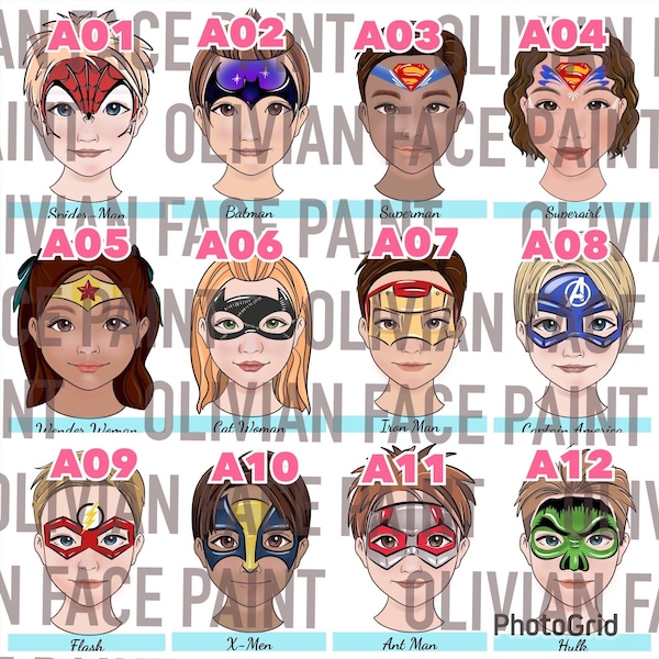 Face Painting Choice Board Etsy