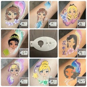 Kinderschminken Schablonen | Gesichts Malschablonen | Prinzessin Schablonen | two step Schablone