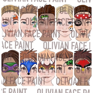 Face Paint Menu Board, Face Paint Word Board, Face Paint Design Board for boy, Face Paint Boy Design with practice sheet, Digital Print