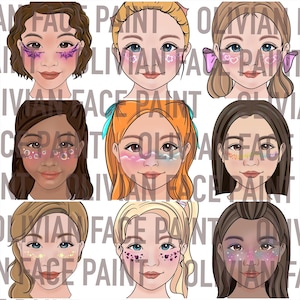 Tablero de menú de pintura facial, tablero de palabras de pintura facial, tablero de diseño de pintura facial, diseño de pecas de pintura facial, impresión digital de pintura facial con pecas