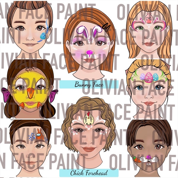 Face Paint Menu Board, Face Paint Word Board, Face Paint Design Board, Face Paint Easter Design with practice sheet, Digital Print