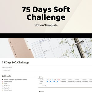 75 Days Soft Challenge Notion Template Aesthetic Digital Planner
