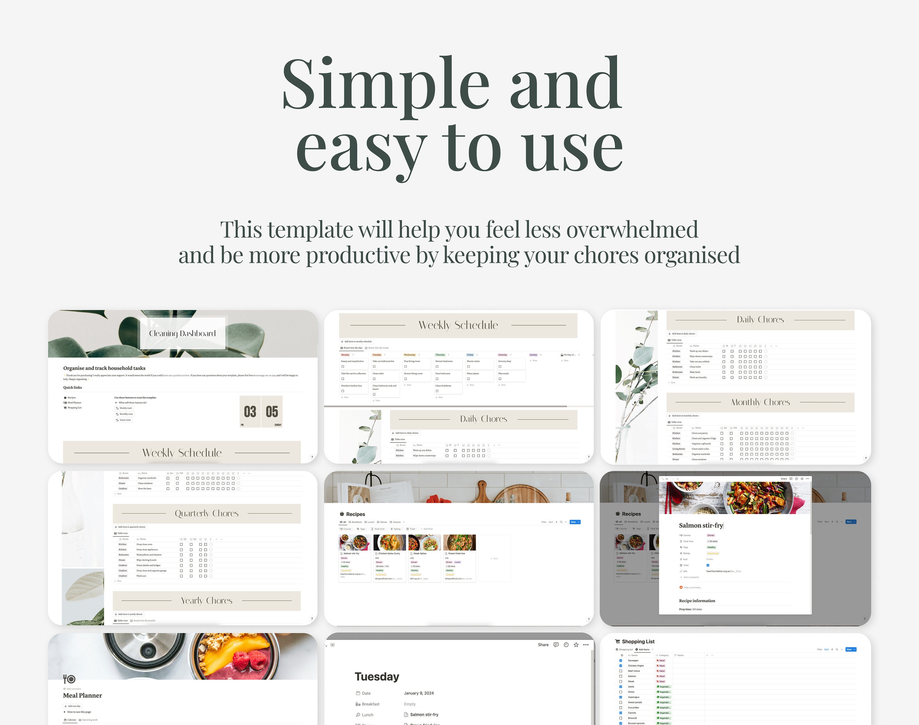 Cleaning Dashboard Notion Template Organise and Track Household Tasks ...