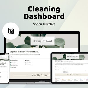 Cleaning Dashboard Notion Template | Digital Download | Editable Dashboard | Life Planner | Personal Planner | Budget | That Girl Aesthetic