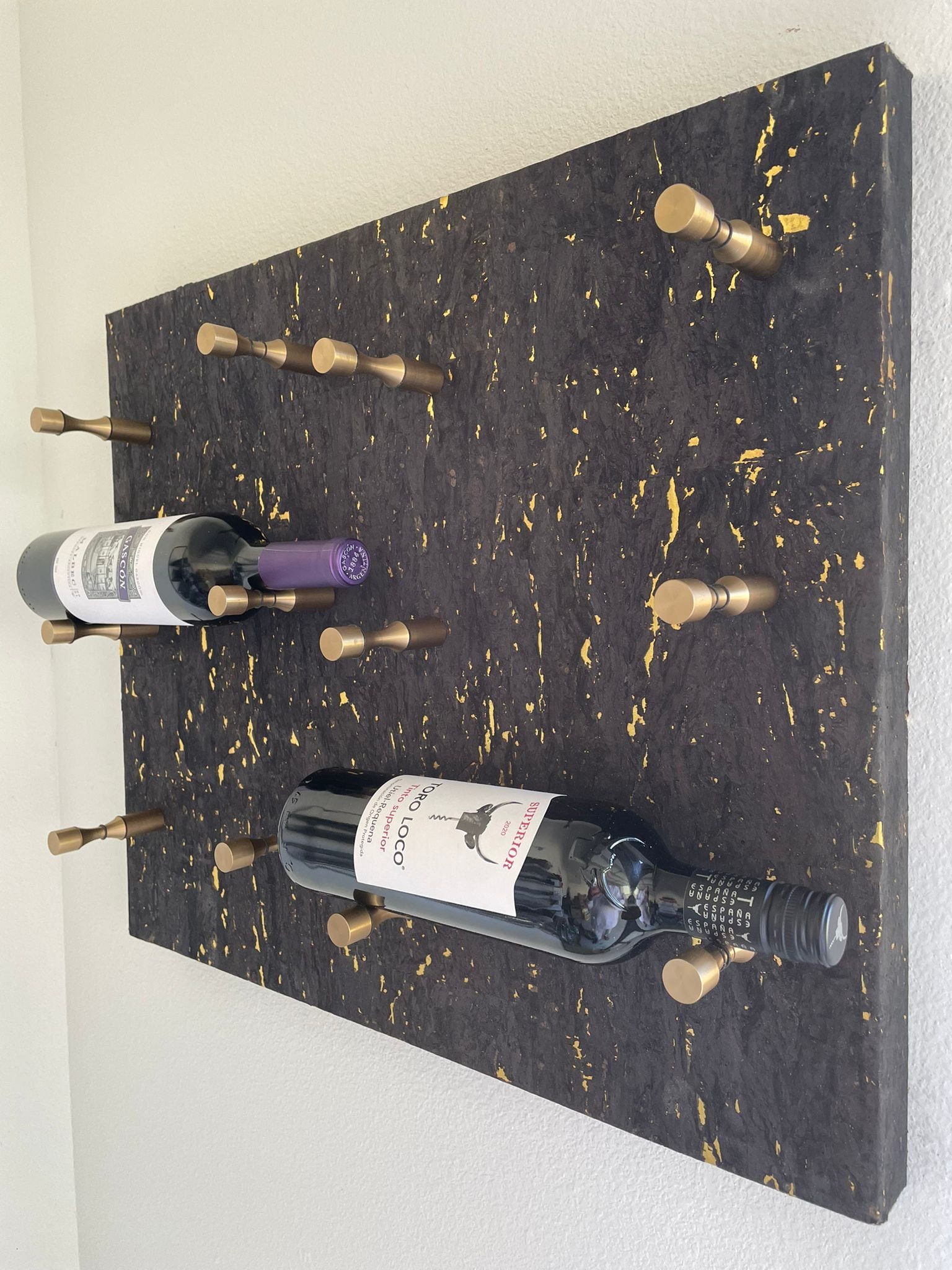 Gold hanging wine rack sale