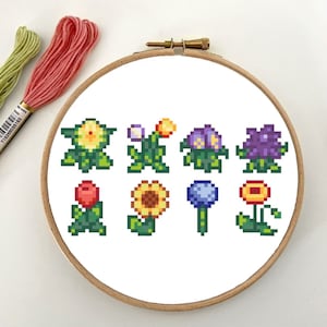Stardew Valley Flowers - Cross Stitch Pattern - PDF Download - Digital Download -