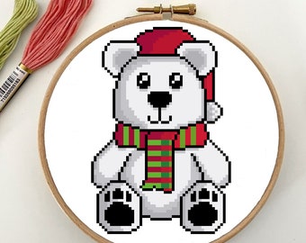 Cute Polar Bear - Cross Stitch Pattern - PDF Download - Digital Download -