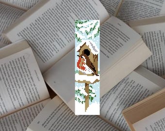 Bird Bookmark - Christmas - Cross Stitch Pattern - PDF Download - Digital Download -