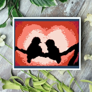 Birds In Love - Valentines - Gifts- Cross Stitch Pattern - PDF Download - Digital Download
