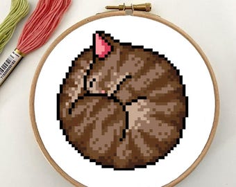 Cat Sleeping - Cross Stitch Pattern - PDF Download - Digital Download