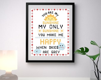 You Are My Sunshine - Cross Stitch Pattern - PDF Download - Digital Download