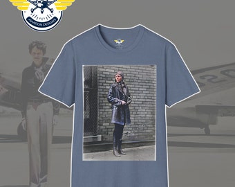 Amelia Earhart Pride T-Shirt: Celebrating Aviation's Iconic Trailblazer! Unisex Softstyle T-Shirt for Pilots Aviatrix Flying Enthusiasts
