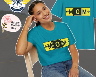 MOM Taxi Sign Pilot Aviation Flying Unisex Softstyle T-Shirt Mother's Day Aviatrix Gift