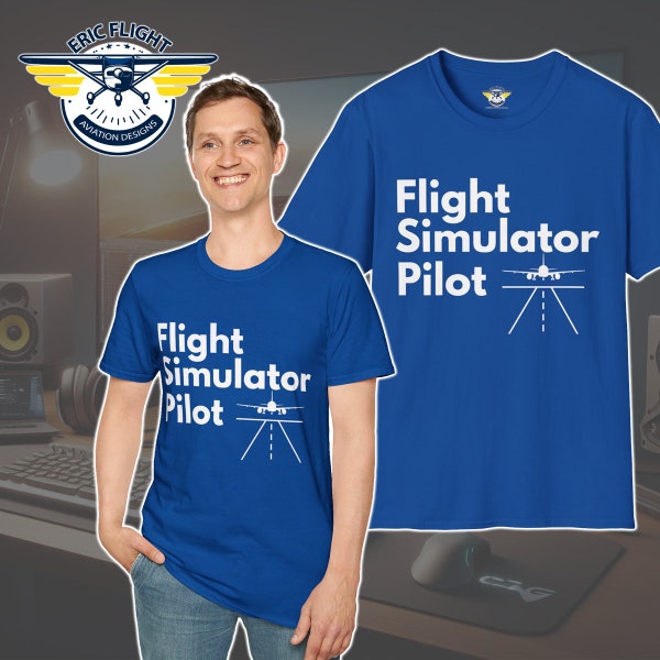 Flight Simulator Pilot Airliner Aviation Flying Unisex Softstyle T-Shirt