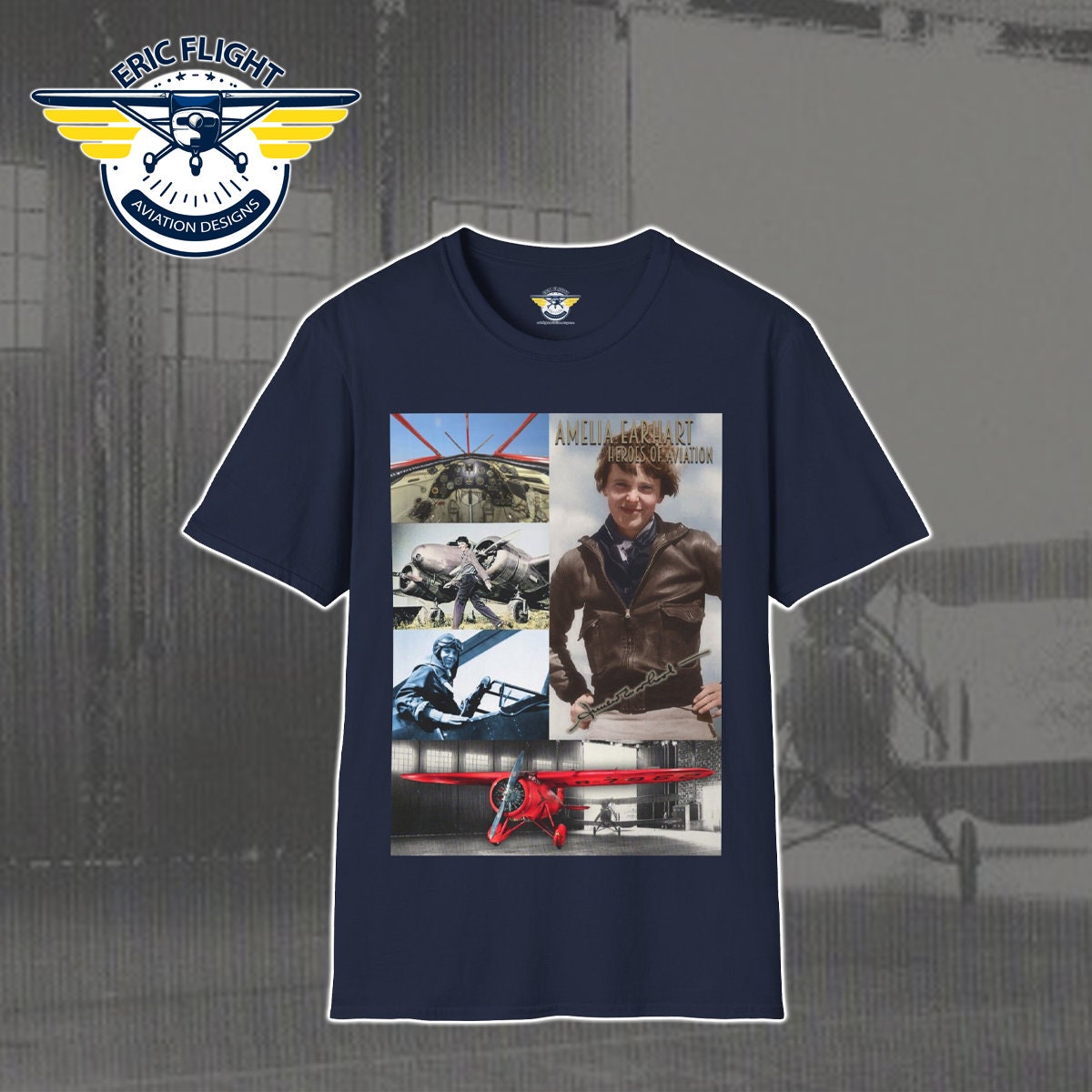 Amelia Earhart T Shirt Crew Neck Top Adult Extra Large Bust 