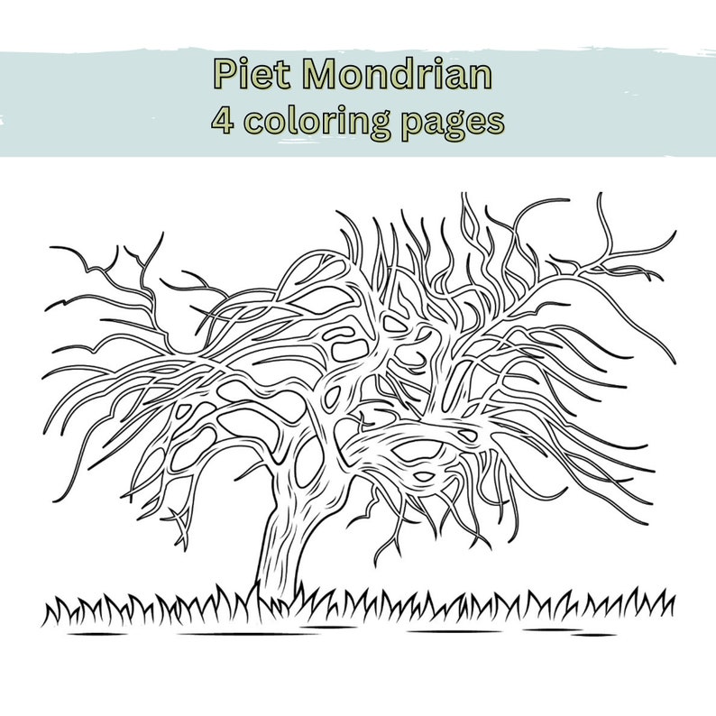 Piet Mondrian Famous Paintings Coloring Pages 4 Printable - Etsy