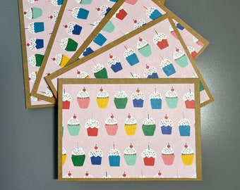- Grußkarten 5er Set- Grußkarten- Happy Birthday- Cupcakes- Bunt- Einladungen- Danke- Denk an Dich- Blanko Briefpapier