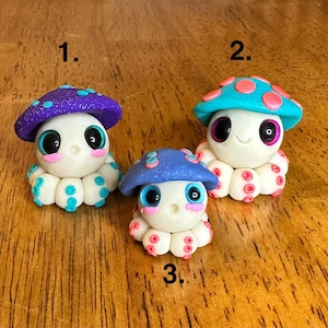 Glow-in-the-Dark Polymer Clay Mushroom Octopus Family