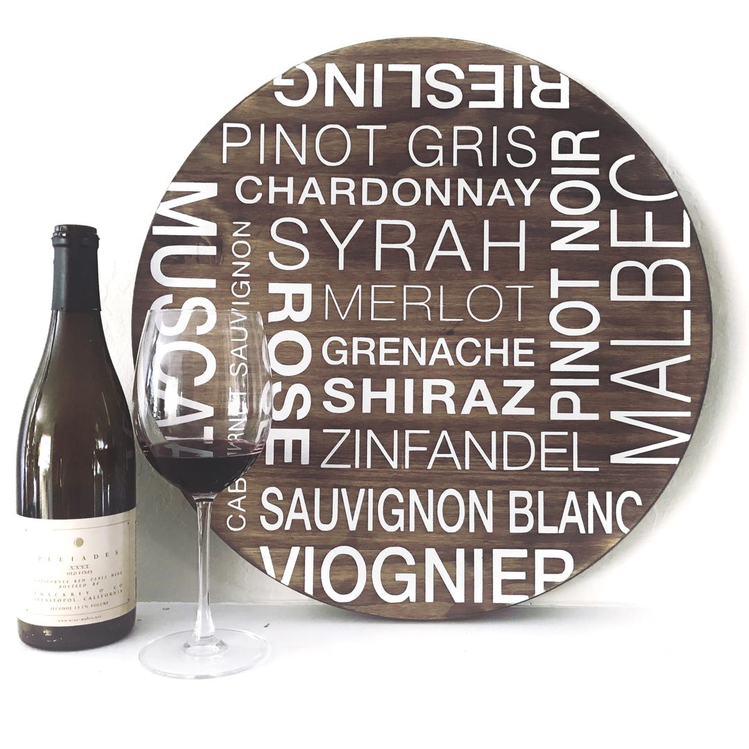 Wood WINE VARIETIES Sign | 17.75” X 17.75” | - Etsy