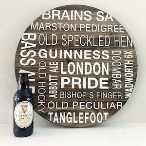 ENGLISH BEER NAMES wood sign | 17.75” x 17.75” |