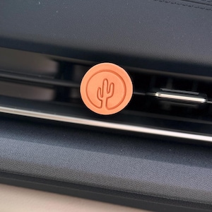 Terracotta Air Freshener | Handmade Ceramic Car Vent Diffuser Clasp | Cactus